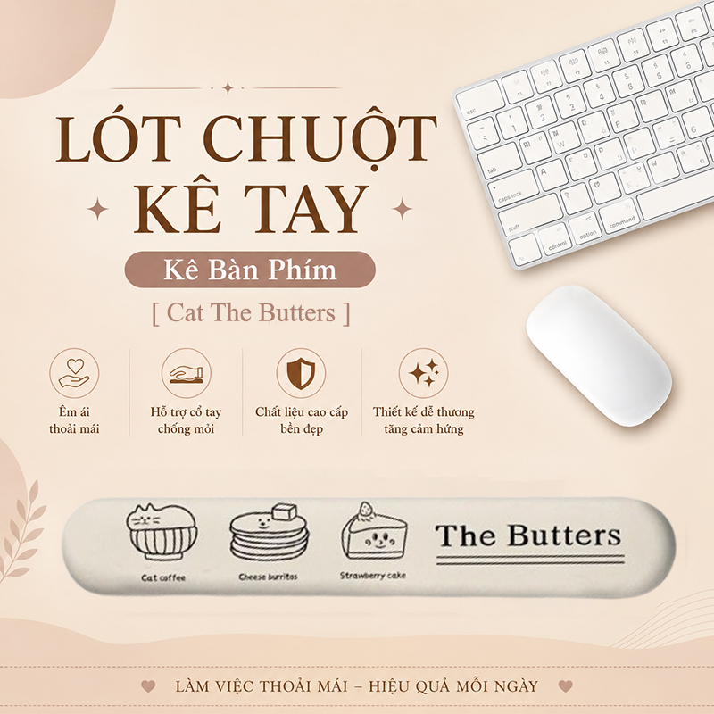 Lót Chuột Có Đệm Kê Cổ Tay Chống Mỏi, KÊ BÀN PHÍM Dùng Để Kê Tay Khi Sử Dụng Bàn Phím
