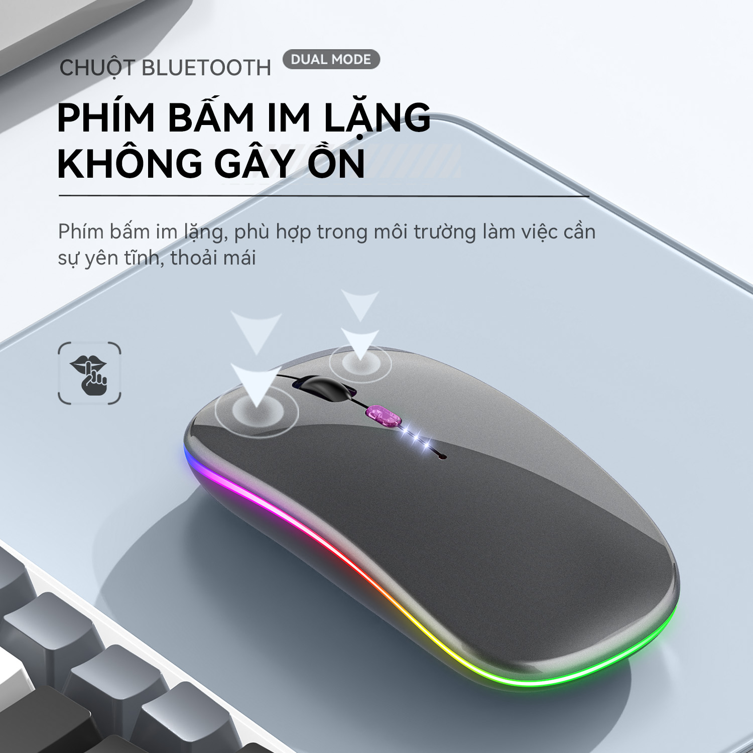 Chuột Bluetooth Không Dây Có LED RGB Pin Sạc Siêu Mỏng Chuột Dùng Cho Điện Thoại Máy Tính M3