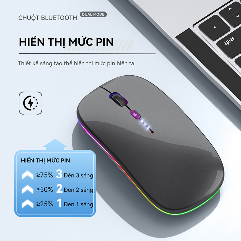 Chuột Bluetooth Không Dây Có LED RGB Pin Sạc Siêu Mỏng Chuột Dùng Cho Điện Thoại Máy Tính M3