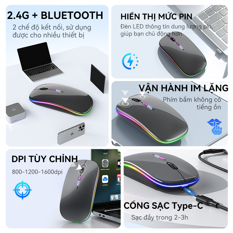 Đặc Điểm Nổi Bật Của Chuột Bluetooth Không Dây LED RGB M3
