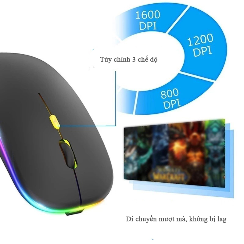 Chuột Bluetooth Không Dây Pin Sạc Siêu Mỏng Có LED RGB Chuột Dùng Cho Điện Thoại Máy Tính M2