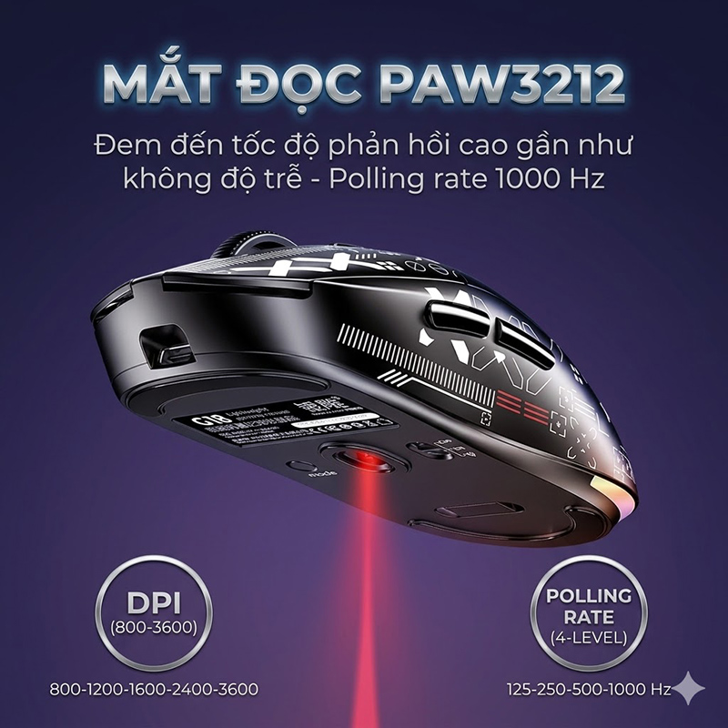 Chuột Gaming Không Dây Nhẹ 3 Mode Kết Nối Có App Điều Chỉnh - G18
