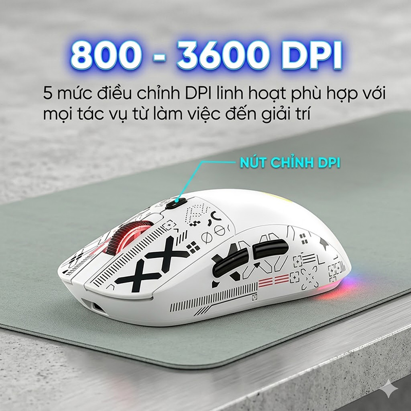 Chuột Gaming Không Dây Nhẹ 3 Mode Kết Nối Có App Điều Chỉnh - G18