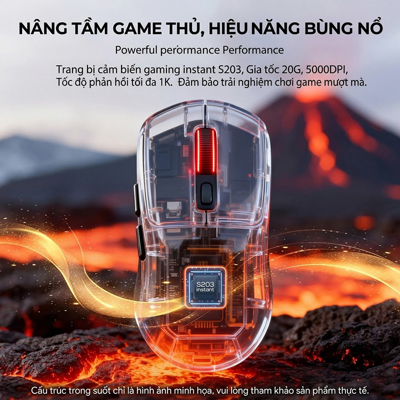 Chuột Gaming Không Dây 3 Chế Độ Kết Nối Cảm Biến S203 IC 5000DPI - G19