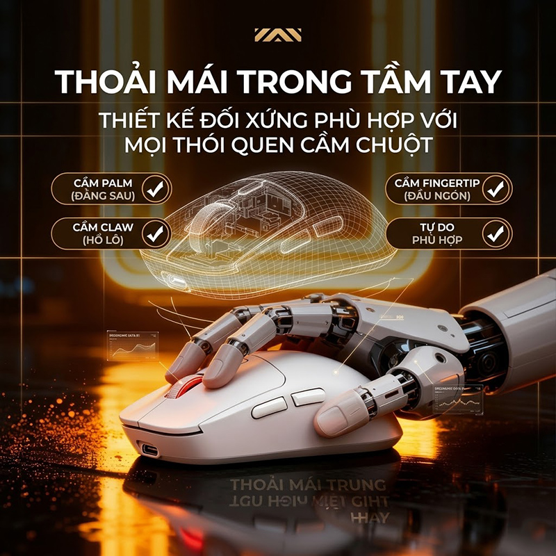 Chuột Gaming Không Dây 3 Chế Độ Kết Nối Cảm Biến S203 IC 5000DPI - G19