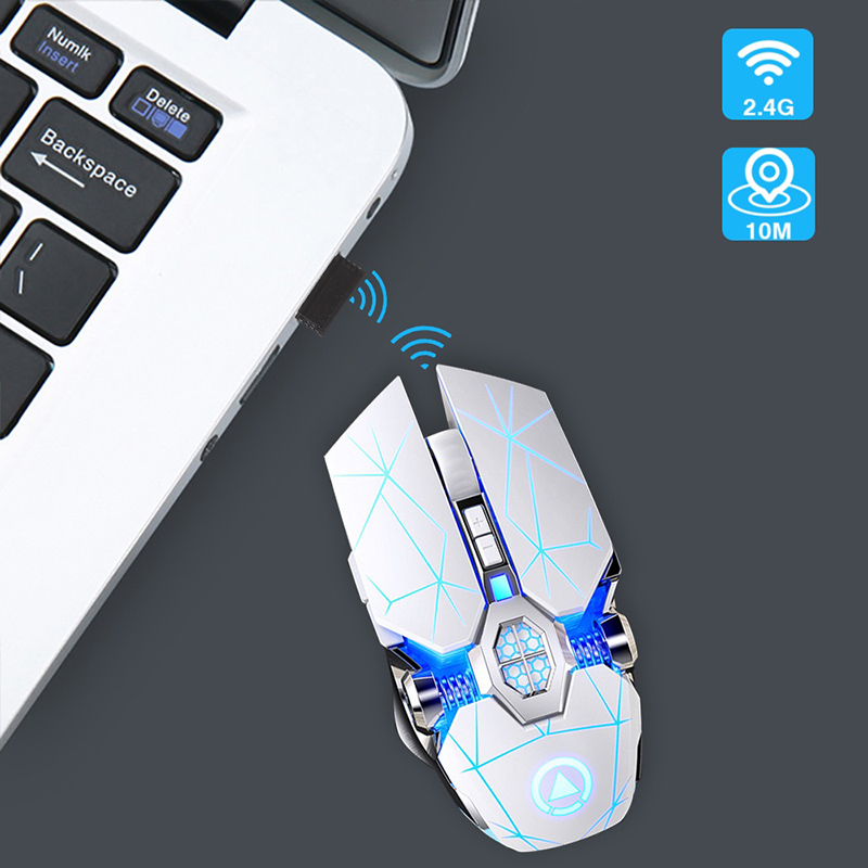 Chuột Gaming Không Dây Kết Nối 2.4G LED RGB 1600DPI Chơi Game, Chuột Văn Phòng A7