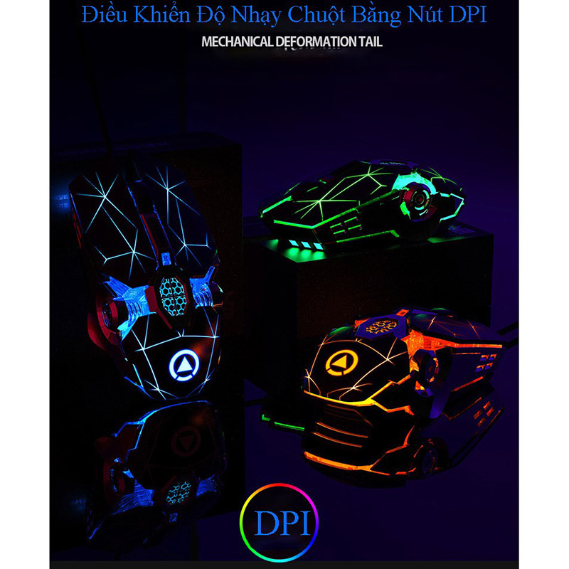 Chuột Gaming Không Dây Kết Nối 2.4G LED RGB 1600DPI Chơi Game, Chuột Văn Phòng A7