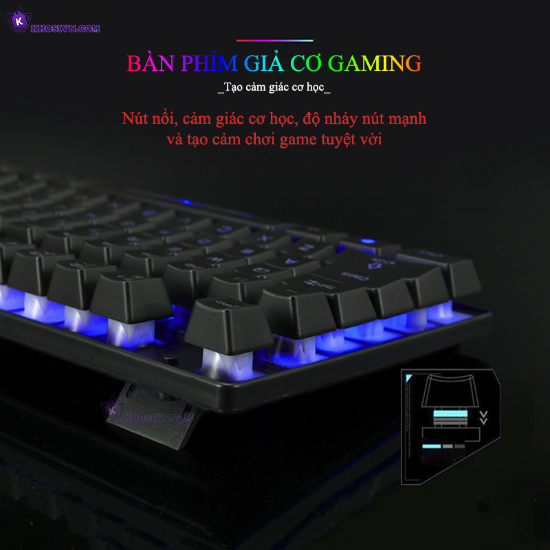 Bộ Bàn Phím Có Dây + Chuột Máy Tính Giả Cơ Có Dây LED RGB - BT300