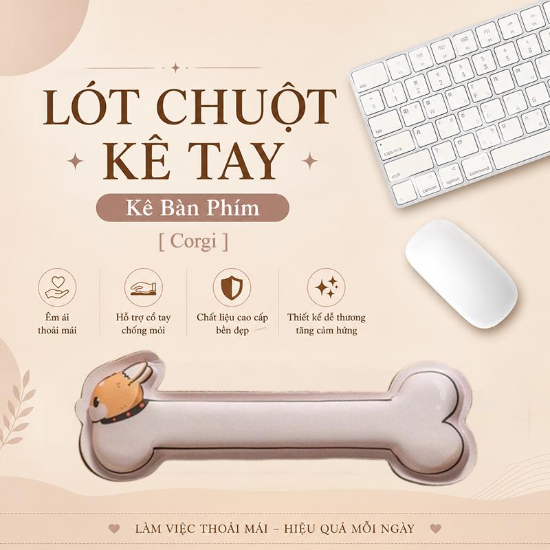 Lót Chuột Có Đệm Kê Cổ Tay Chống Mỏi, KÊ BÀN PHÍM Dùng Để Kê Tay Khi Sử Dụng Bàn Phím