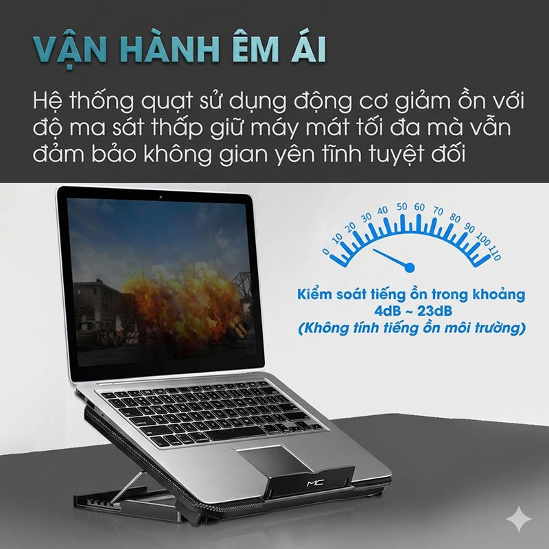 Đế Tản Nhiệt Cao Cấp  Laptop Loại 8 Quạt Tốc Độ Quay Cực Đại 2800 vòng / phút - Q100