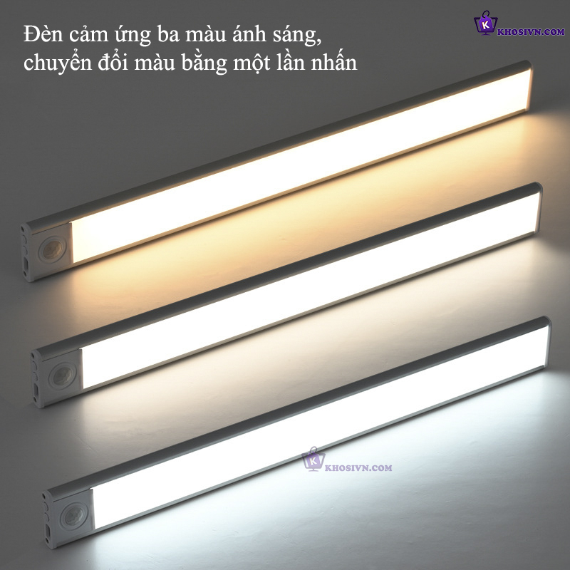 Đèn Cảm Biến Chuyển Động Khung Hợp Kim Nhôm 3 Màu Ánh Sáng Đèn Gắn Tủ Quần Áo, Tủ Trang Trí L1005