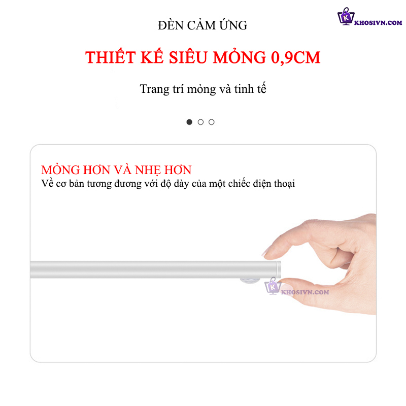 Đèn Cảm Biến Chuyển Động Khung Hợp Kim Nhôm 3 Màu Ánh Sáng Đèn Gắn Tủ Quần Áo, Tủ Trang Trí L1005