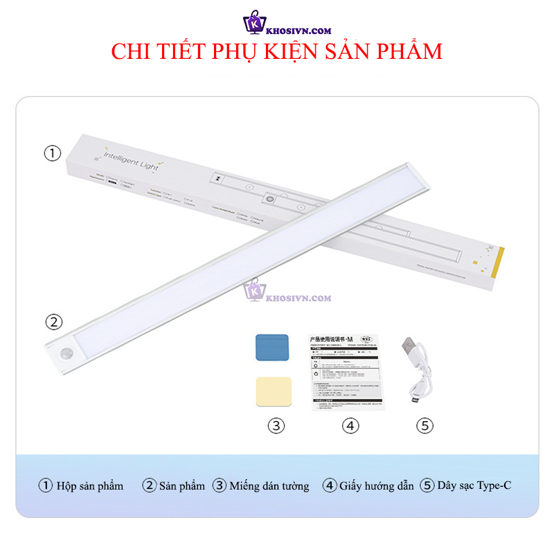 Đèn Cảm Biến Chuyển Động Khung Hợp Kim Nhôm 3 Màu Ánh Sáng Đèn Gắn Tủ Quần Áo, Tủ Trang Trí L1005