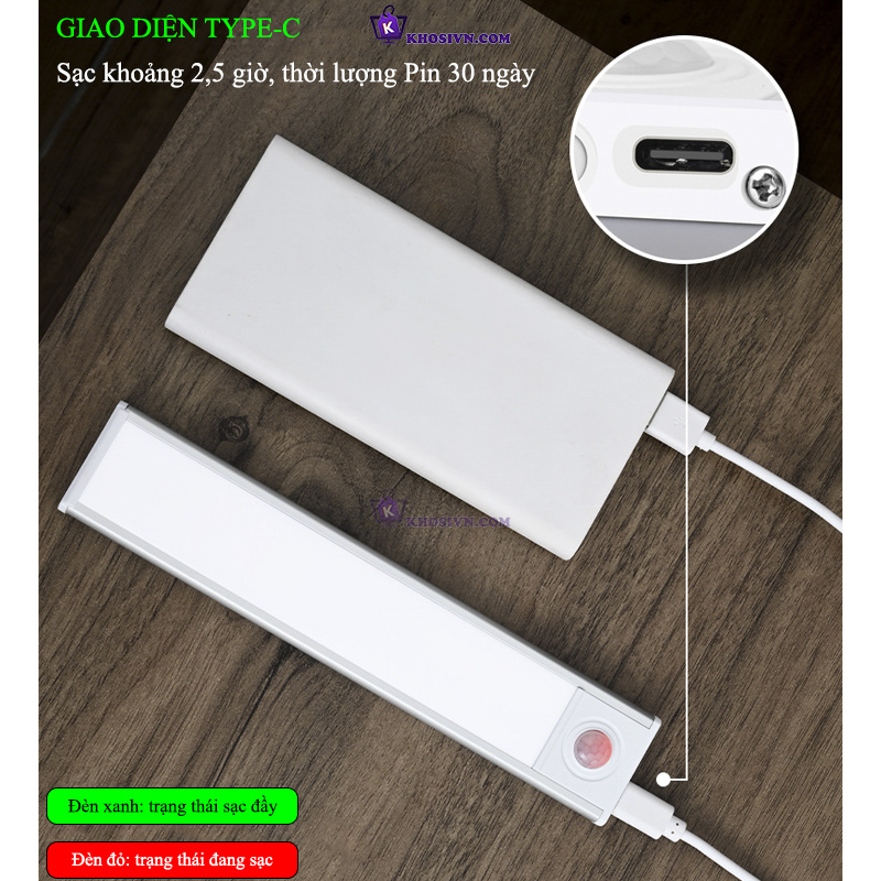 Đèn Cảm Biến Chuyển Động Khung Hợp Kim Nhôm 3 Màu Ánh Sáng Đèn Gắn Tủ Quần Áo, Tủ Trang Trí L1005