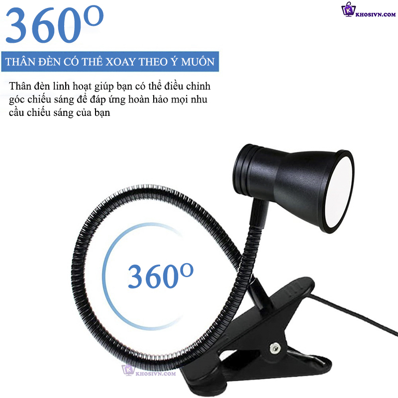 Đèn Học Đèn Đọc Sách Kẹp Bàn Đèn Kẹp 3 Màu Ánh Sáng FH-08