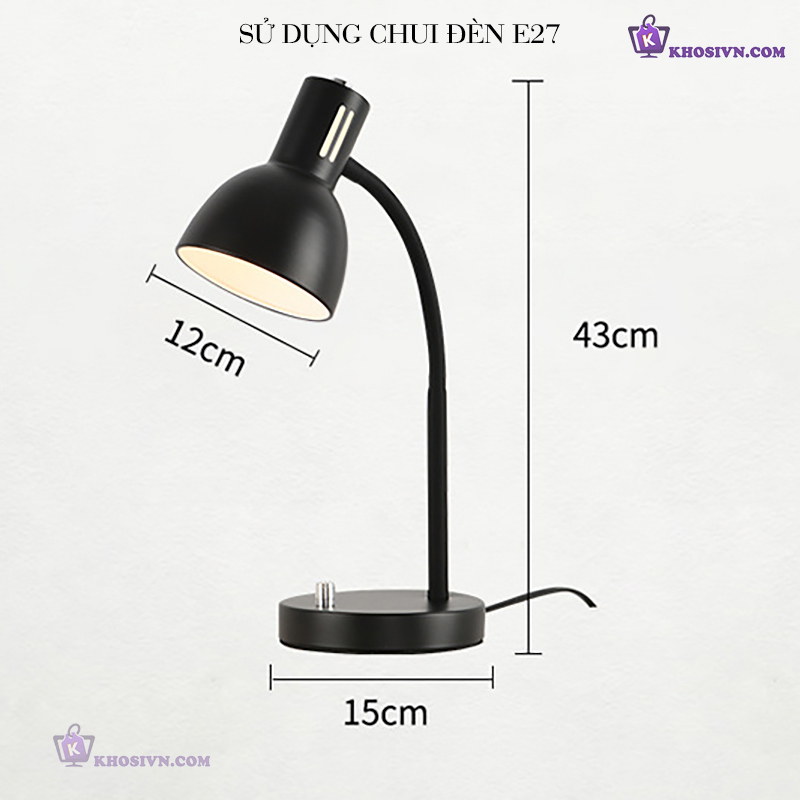 Đèn Học Cắm Điện Để Bàn Đế Hợp Kim Chống Cận Bảo Vệ Mắt Không Kèm Bóng D1007
