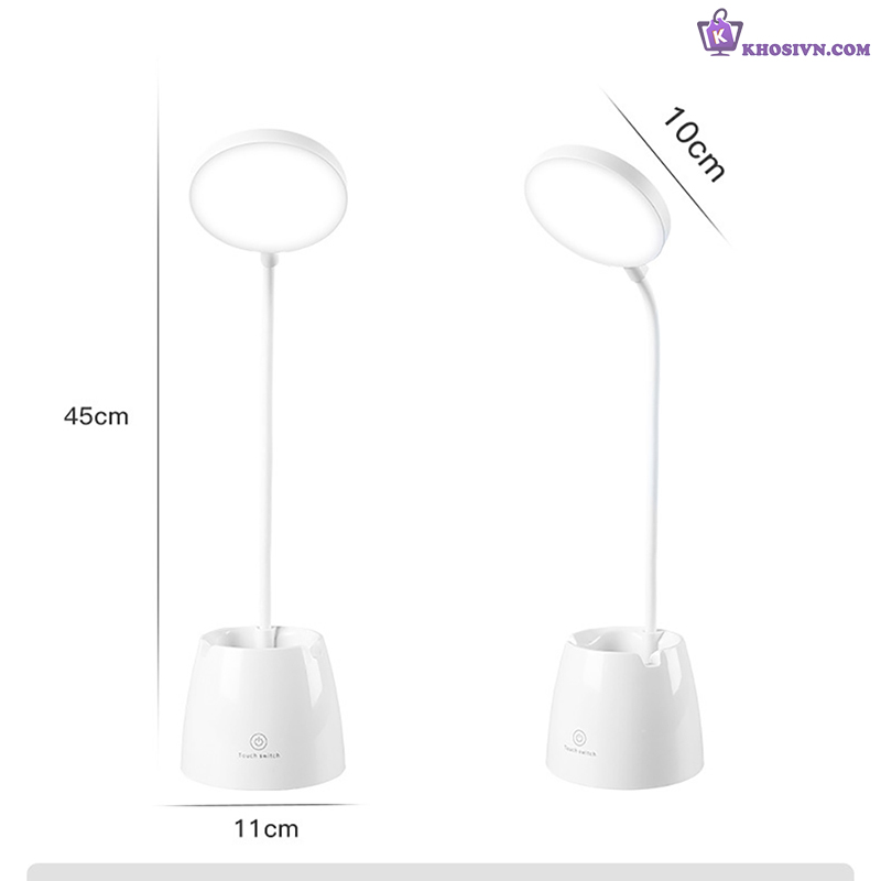 Đèn Học Tích Điện Để Bàn Sử Dụng LED Chống Cận 3 Màu Ánh Sáng Tích Hợp Ngăn Chứa Đồ SL-906
