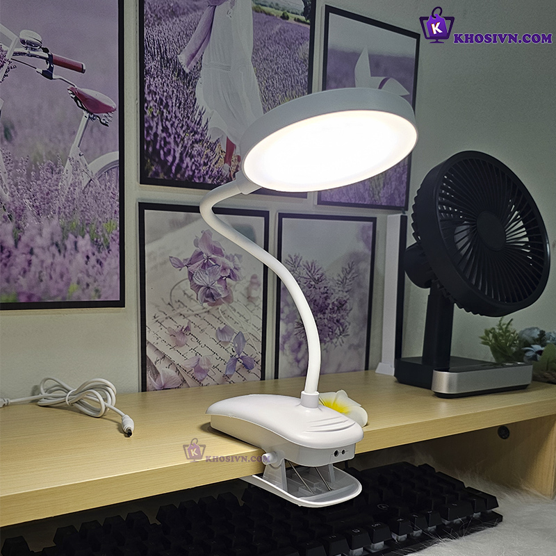Đèn Kẹp Bàn Học Đèn Kẹp Đọc Sách Pin Sạc Tích Điện 3 Màu Ánh Sáng