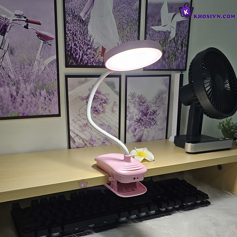 Đèn Kẹp Bàn Học Đèn Kẹp Đọc Sách Pin Sạc Tích Điện 3 Màu Ánh Sáng