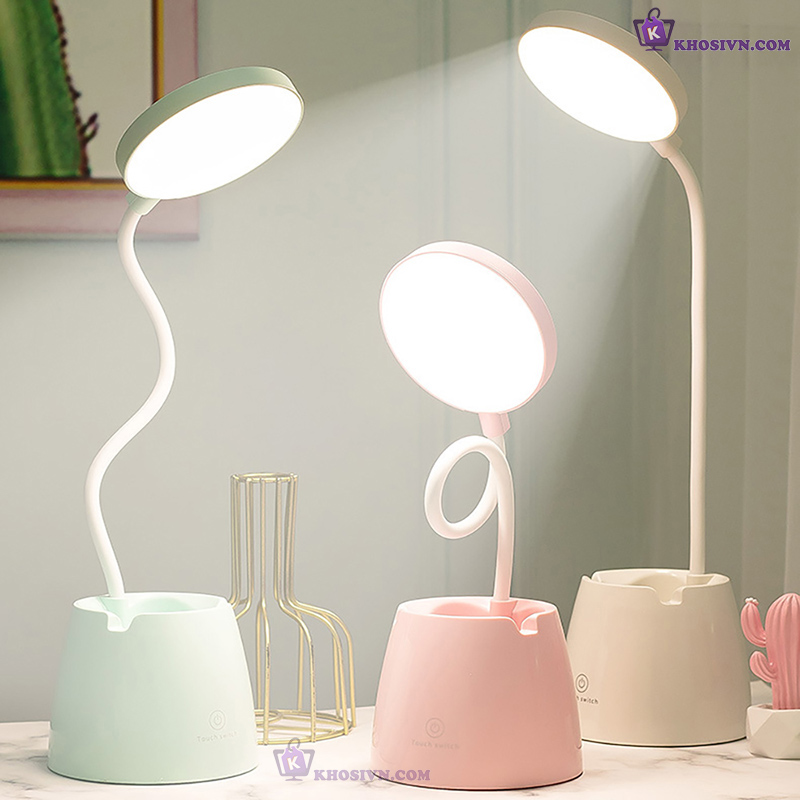 Đèn Học Tích Điện Để Bàn Sử Dụng LED Chống Cận 3 Màu Ánh Sáng Tích Hợp Ngăn Chứa Đồ SL-906