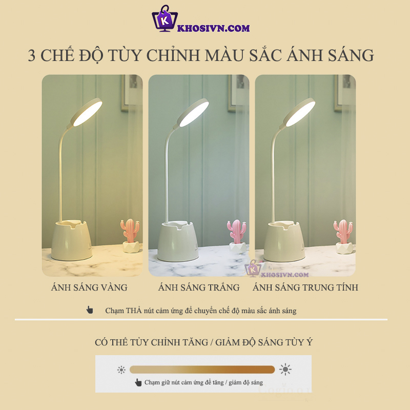 Đèn Bàn Học Chống Cận Pin Sạc Tích Điện Không Dây