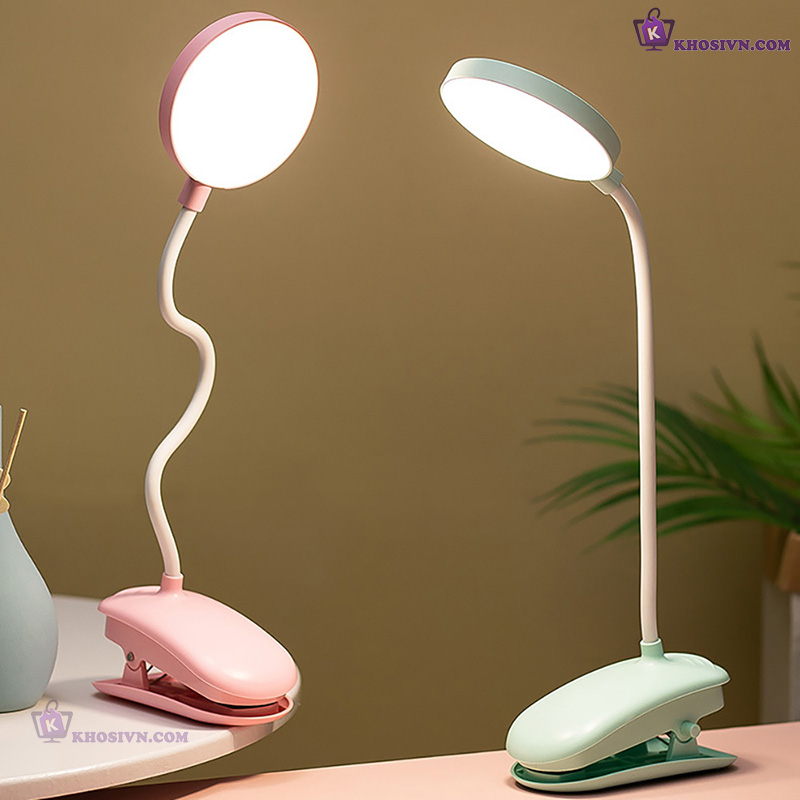 Đèn Kẹp Bàn Học Đèn Kẹp Đọc Sách Pin Sạc Tích Điện 3 Màu Ánh Sáng
