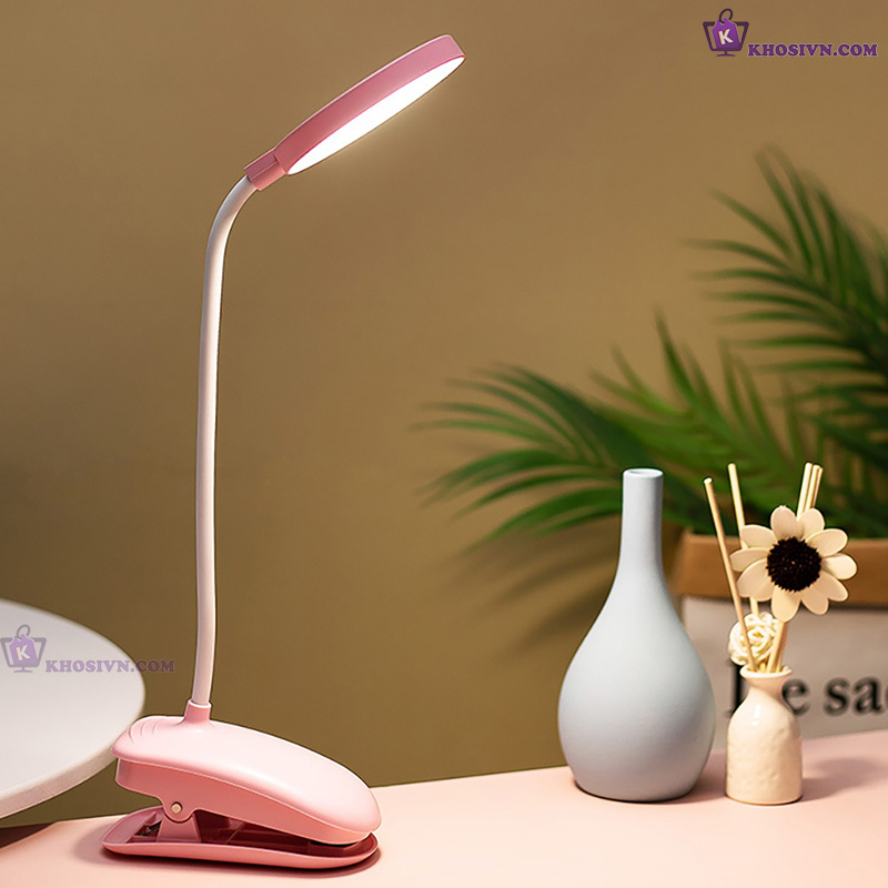 Đèn Kẹp Bàn Học Đèn Kẹp Đọc Sách Pin Sạc Tích Điện 3 Màu Ánh Sáng