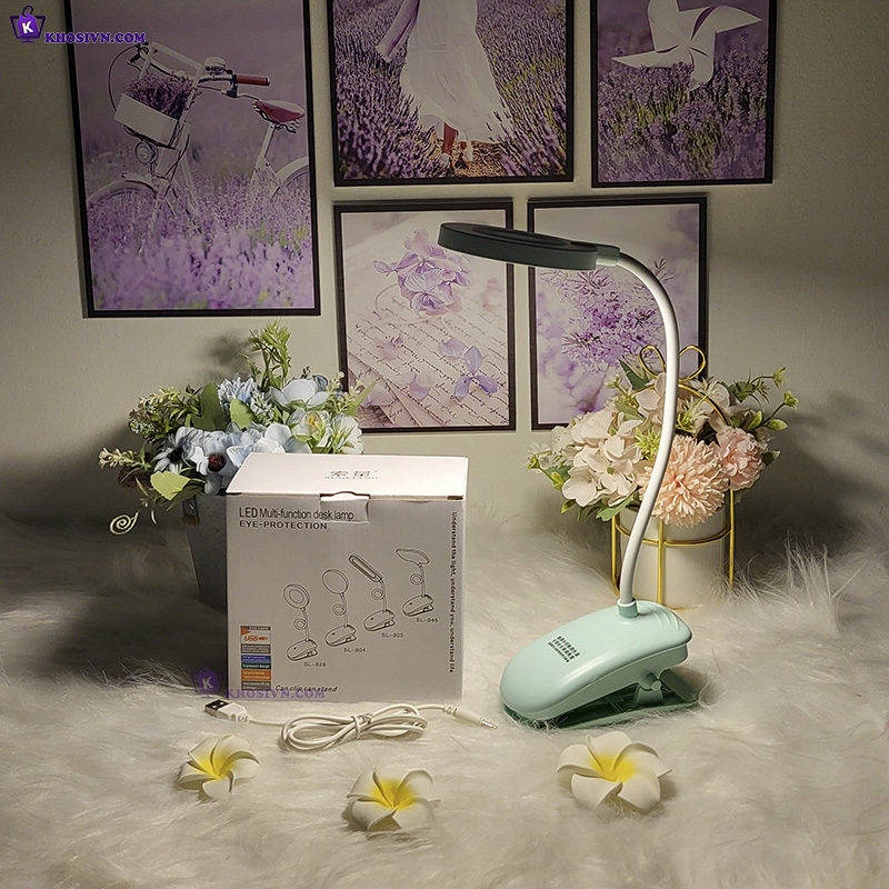 Đèn Học Tích Điện Kẹp Bàn Để Bàn Đọc Sách Decor Bàn Học Bàn Làm Việc 3 Màu Ánh Sáng SL-904