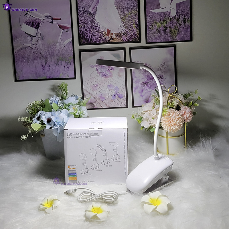 Đèn Học Tích Điện Kẹp Bàn Để Bàn Đọc Sách Decor Bàn Học Bàn Làm Việc 3 Màu Ánh Sáng SL-904