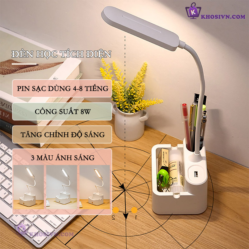 Đèn Tích Điện Pin Sạc Cho Bé 3 Màu Ánh Sáng Điều Chỉnh Được Độ Sáng SL-868