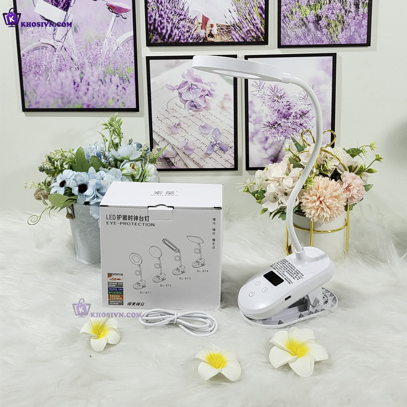 Đèn Học Kẹp Bàn Tích Điện 3 Màu Ánh Sáng SL-828
