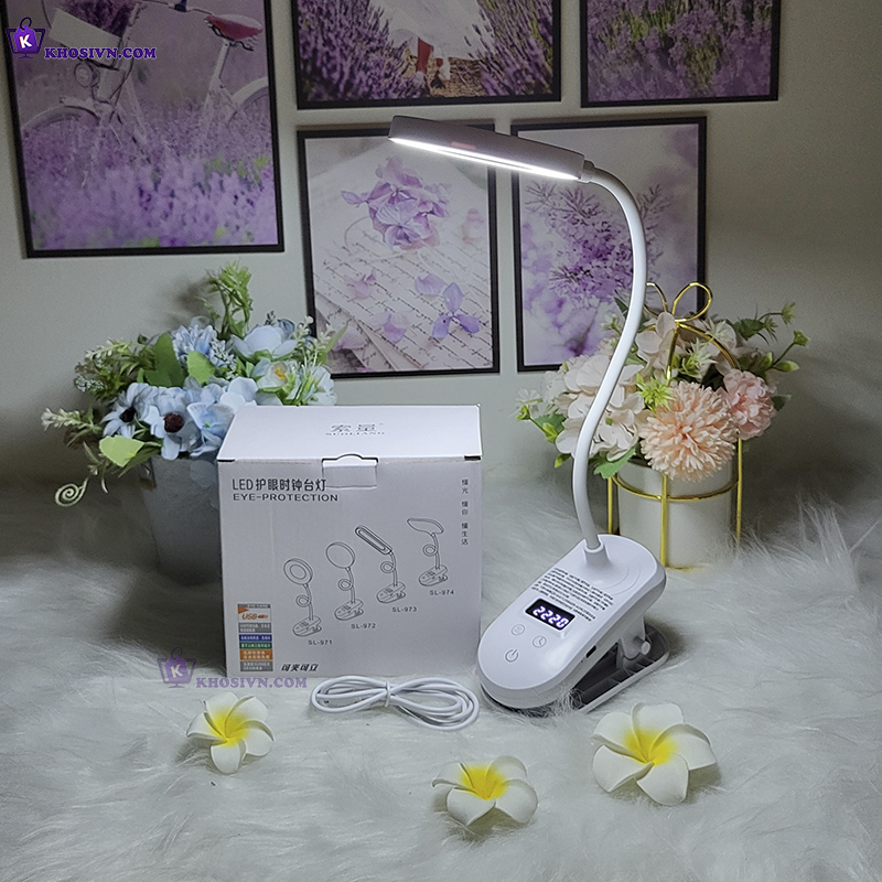 Đèn Học Kẹp Bàn Tích Điện 3 Màu Ánh Sáng SL-828