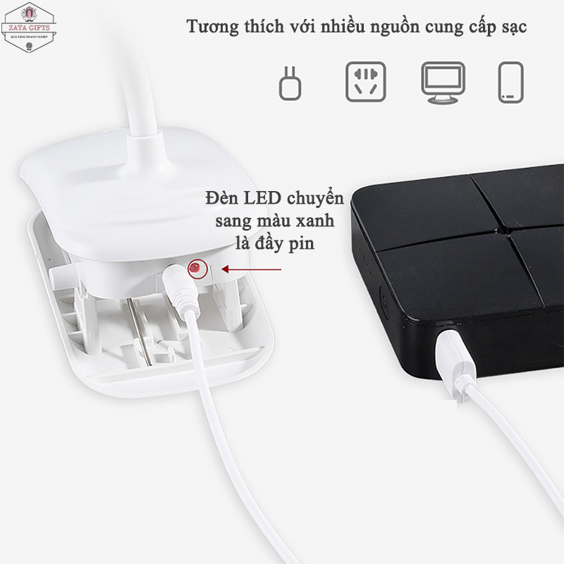 Đèn Kẹp Bàn Học Đèn Kẹp Đọc Sách Pin Sạc Tích Điện 3 Màu Ánh Sáng