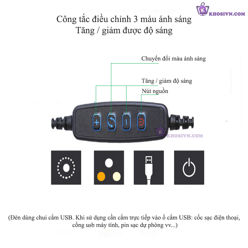 Đèn Học Cắm Điện USB Kẹp Để Bàn 3 Màu Ánh Sáng Có Thể Tùy Chỉnh Thân Uốn Lượn 360 Độ SG-118