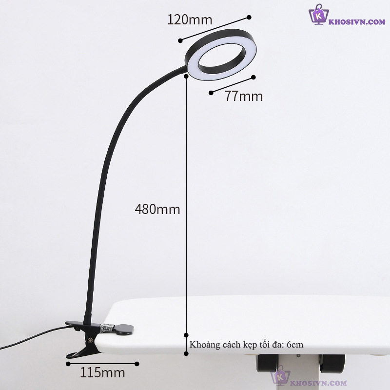 Đèn Học Cắm Điện USB Kẹp Để Bàn 3 Màu Ánh Sáng Có Thể Tùy Chỉnh Thân Uốn Lượn 360 Độ SG-118