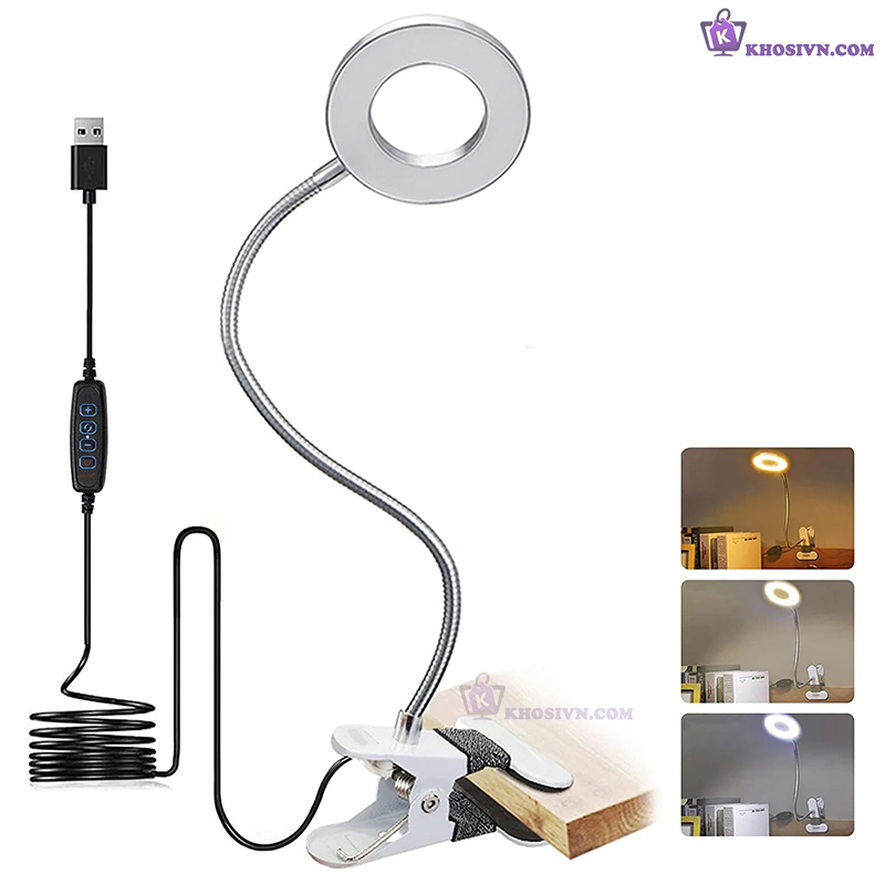 Đèn Học Cắm Điện Kẹp Bàn Siêu Sáng 3 Màu Ánh Sáng SG-118