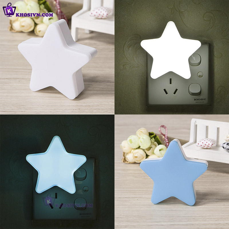 Đèn Ngủ Cảm Biến Ánh Sáng Tự Động Gắn Tường Hình Ngôi Sao