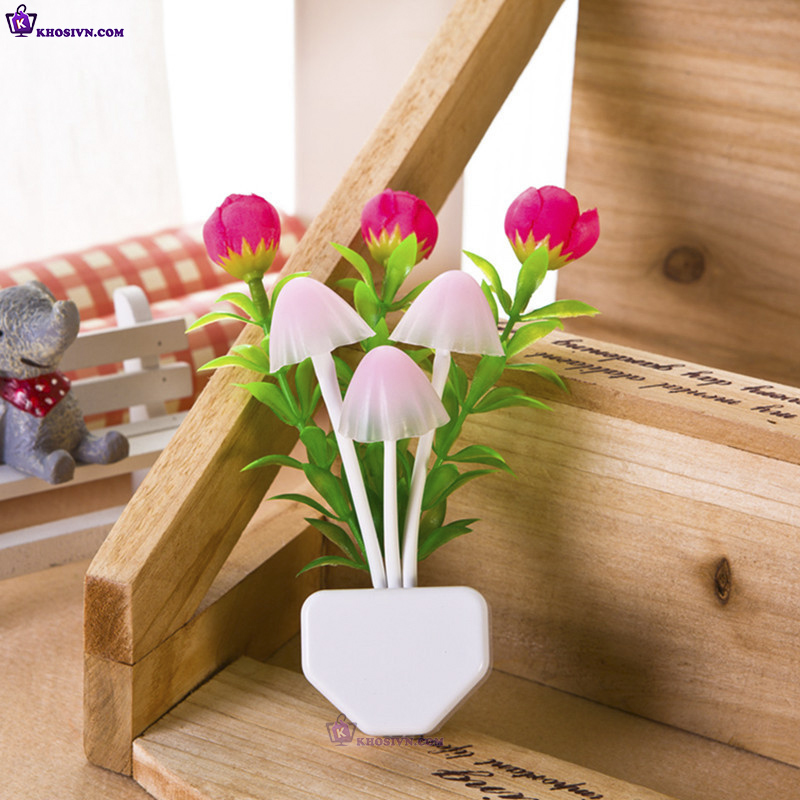 Đèn Ngủ Hình Nấm Mini Gắn Tường Đèn Cảm Biến Ánh Sáng Tự Động Tắt Mở