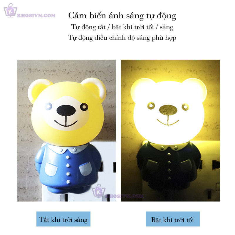 Đèn Ngủ Hình Thú Cute Gắn Tường Đèn Cảm Biến Ánh Sáng Phòng Ngủ