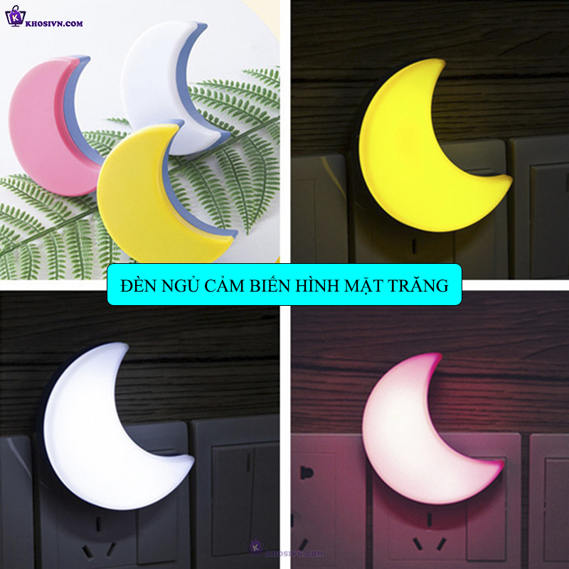 Đèn Ngủ Gắn Tường Đèn Cảm Biến Ánh Sáng Hình Mặt Trăng