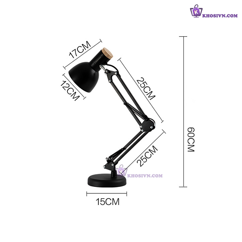 Đèn Pixar 118G Đèn Làm Việc Để Bàn Đèn Học Màu Đen Kèm Bóng Đèn LED 5W Ánh Sáng Trắng