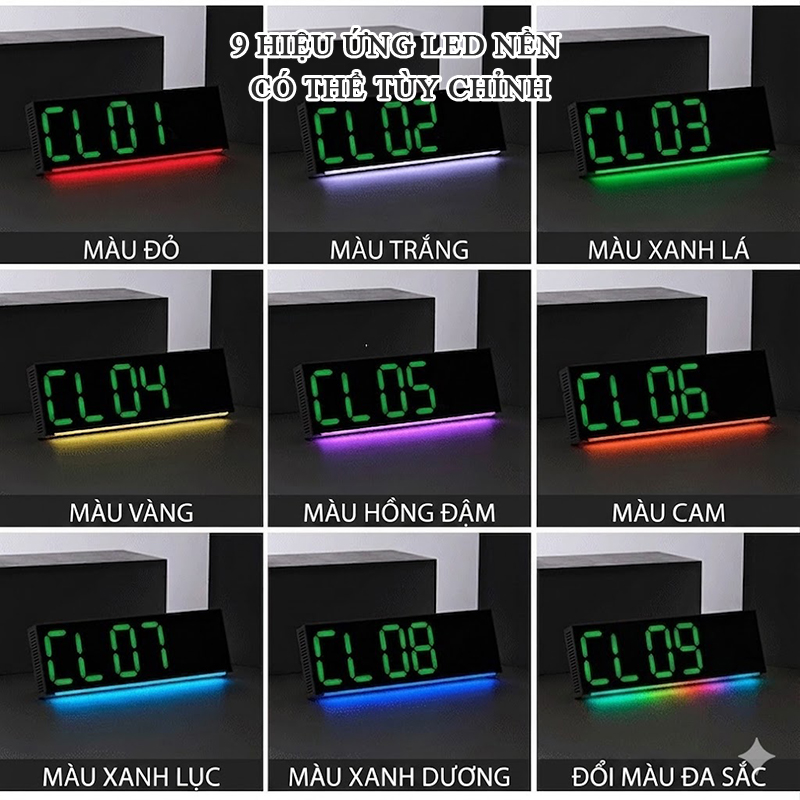Đồng Hồ LED Decor Để Bàn Treo Tường Có Đèn Nền Tùy Chỉnh, Báo Thức, Bấm Giờ Đếm Ngược, Hiển Thị Giây - 5527
