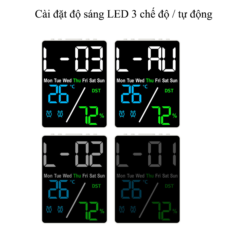Đồng Hồ LED Decor Để Bàn Hiển Thị Nhiệt Độ, Độ Ẩm, Báo Thức - 5508