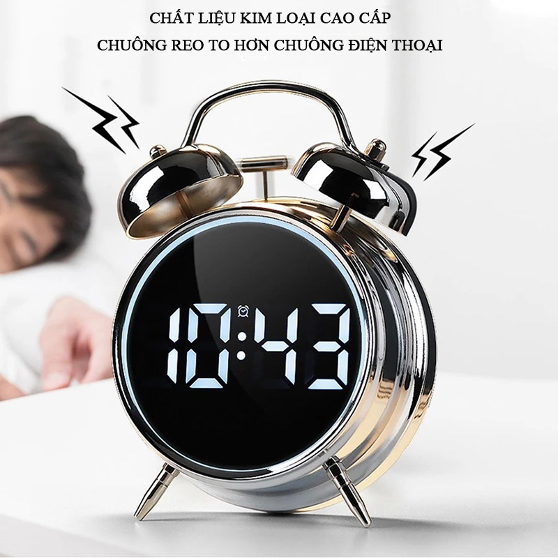 Đồng Hồ Chuông Reo Báo Thức Màn Hình LED Để Bàn Hiển Thị Thời Gian, Nhiệt Độ, Ngày Tháng - HL-8891