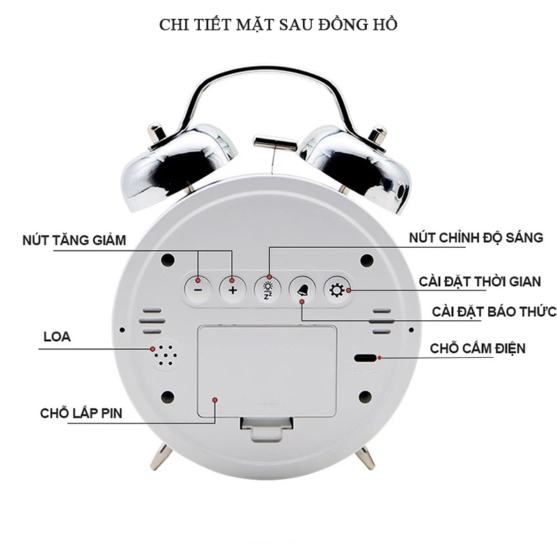 Đồng Hồ Chuông Reo Báo Thức Màn Hình LED Để Bàn Hiển Thị Thời Gian, Nhiệt Độ, Ngày Tháng - HL-8891