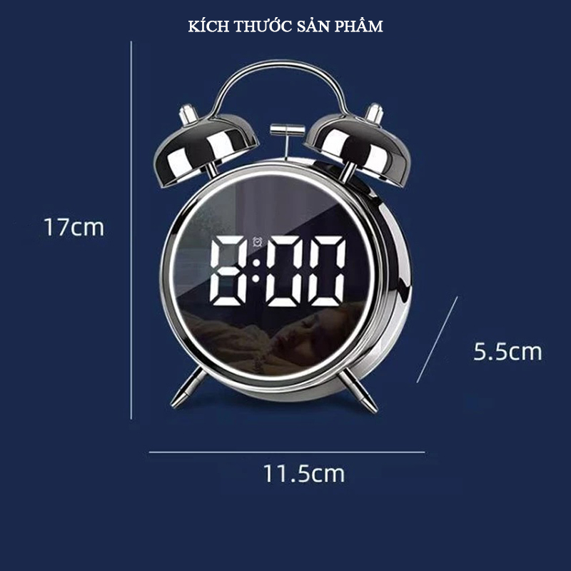 Đồng Hồ Chuông Reo Báo Thức Màn Hình LED Để Bàn Hiển Thị Thời Gian, Nhiệt Độ, Ngày Tháng - HL-8891
