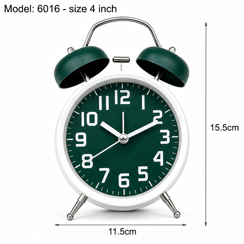 Đồng Hồ Báo Thức Kim Trôi Để Bàn Kèm Pin AA Size 3-4 inch Chuông Reo Báo Thức Lớn - 6016