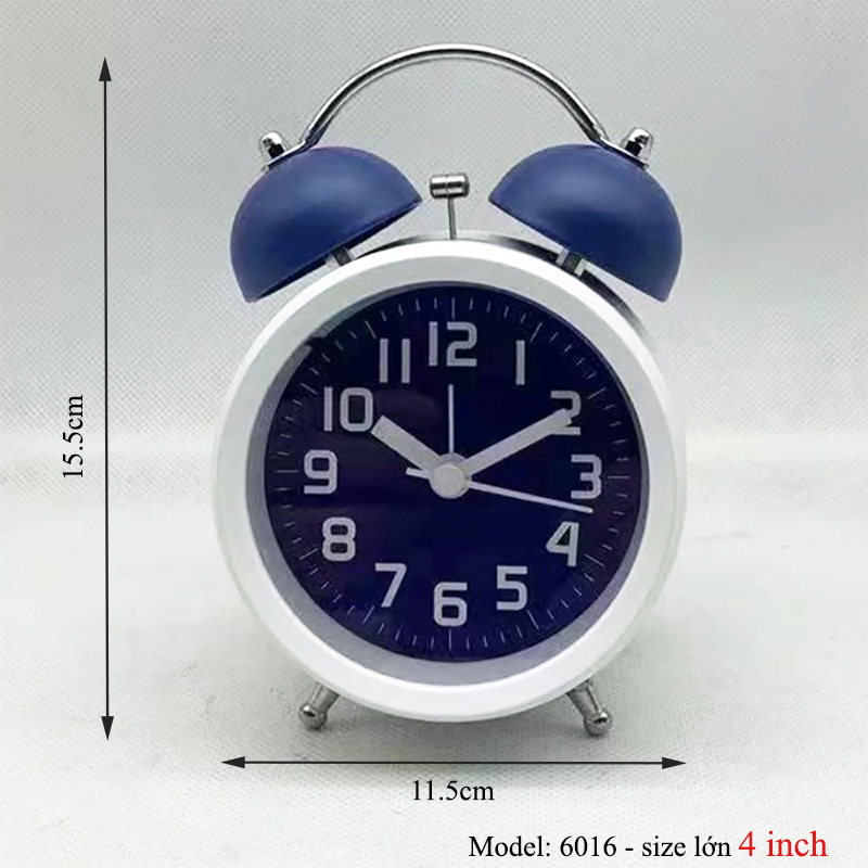 Đồng Hồ Báo Thức Kim Trôi Để Bàn Kèm Pin AA Size 3-4 inch Chuông Reo Báo Thức Lớn - 6016