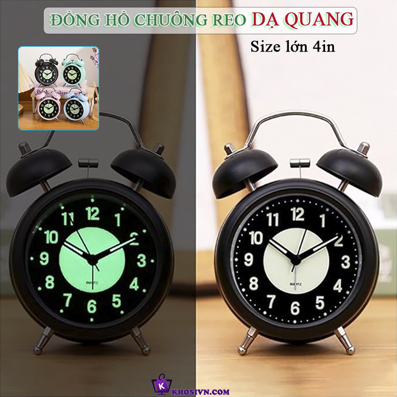 Đồng Hồ Chuông Reo Báo Thức Dạ Quang Để Bàn, Đồng Hồ Dạ Quang Báo Thức Để Bàn Kim Trôi - DQ3304