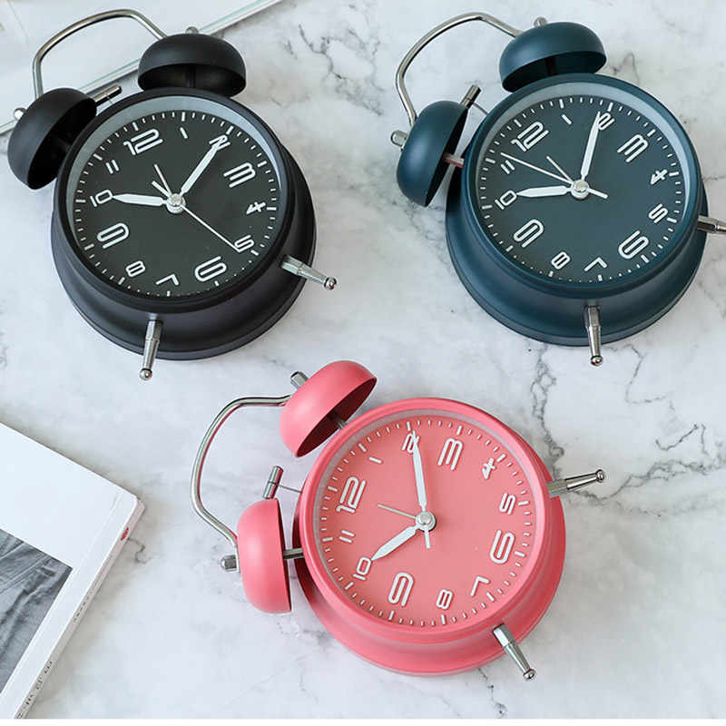 Đồng Hồ Chuông Reo Báo Thức To Để Bàn Size Lớn 4inch Có LED Dùng Kim Trôi - YH668